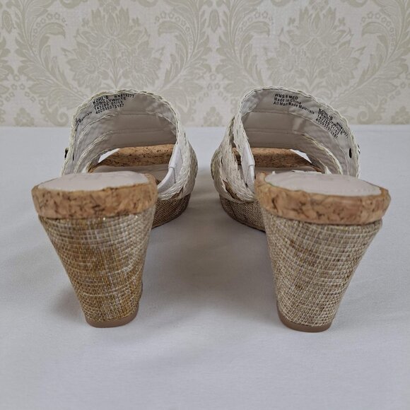 Dana Buchman Size 6M Billy Sandals White Woven Straps Cork Lined Insole NWOT - Picture 5 of 15